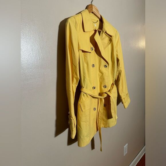 Yellow Charter Club Belted Trench Size S EUC - Picture 4 of 6
